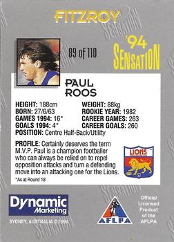 1994 AFL Sensation #89 Paul Roos Back